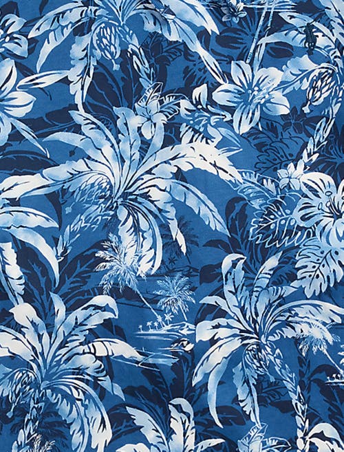 Polo Ralph Lauren Big & Tall Tropical-print Long-sleeve Hooded T-shirt In Blue