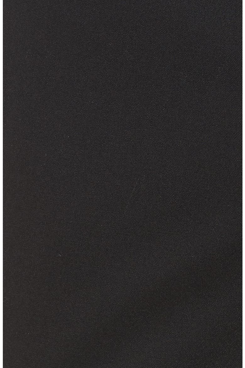 Flat Front Stretch Solid Wool Trousers, Alternate, color, BLACK