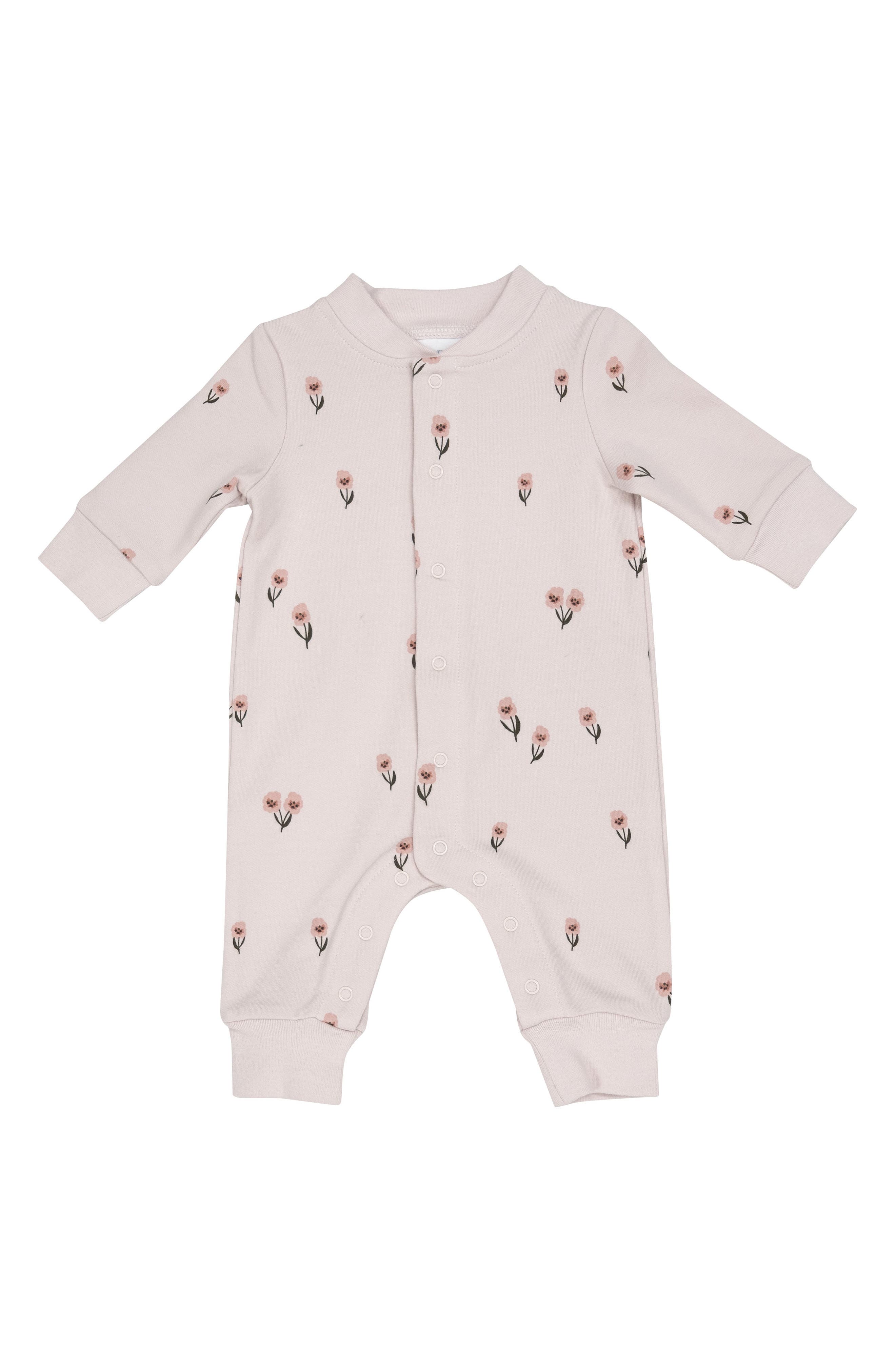 Angel Dear Floral Organic Cotton Blade Collar Romper in Pink 