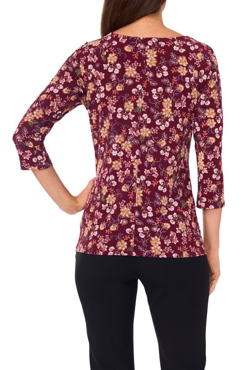 Chaus Floral Grommet Accent Cutout Top, Alternate, color, Ancho Chile Multi