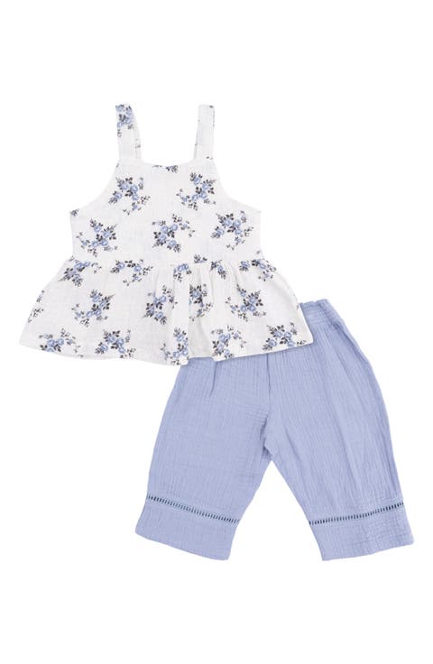 Kids' Belle Rosette Organic Cotton Peplum Top & Pants Set (Baby & Toddler)