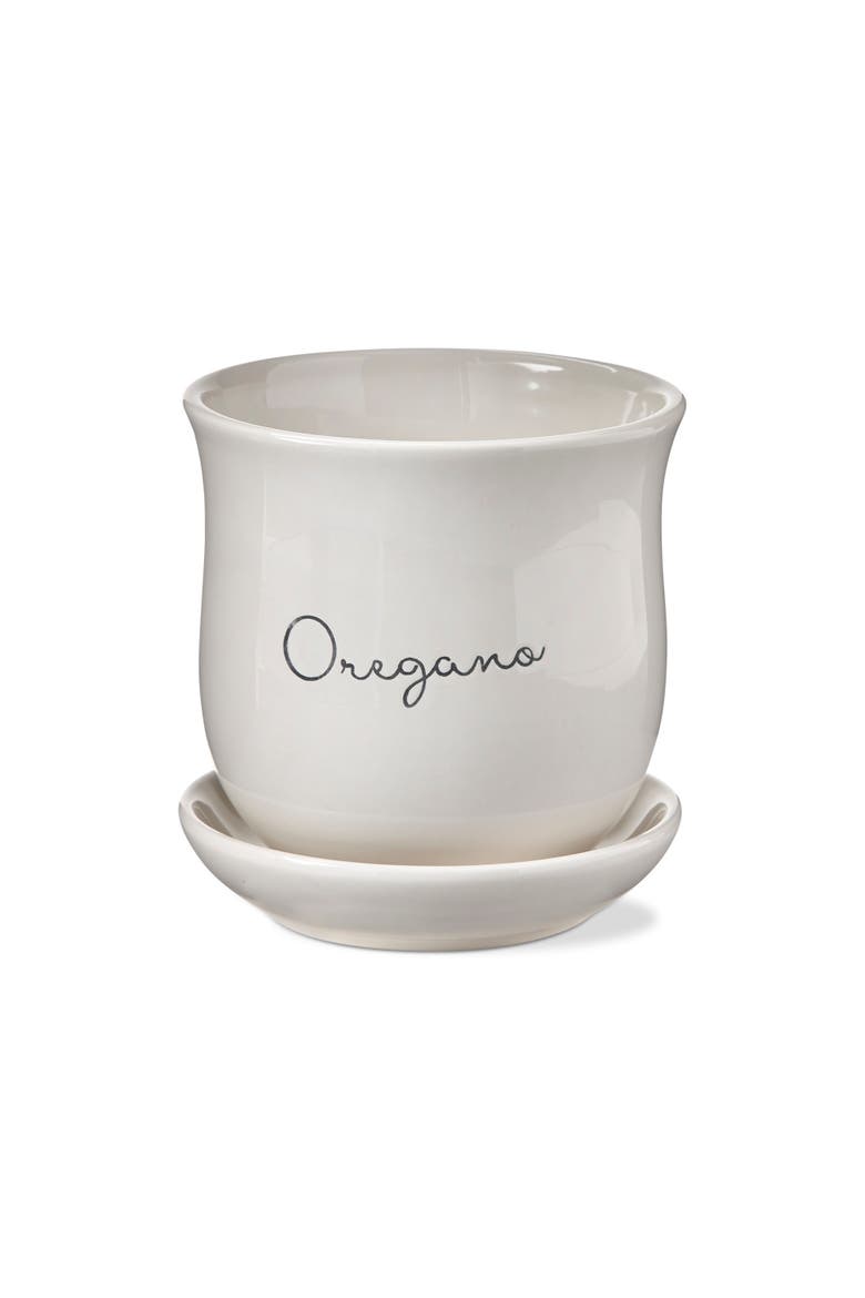 Oregano Planter with Saucer Set, Alternate, color, White