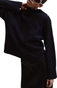 MANGO Shoulder Button Mock Neck Sweater