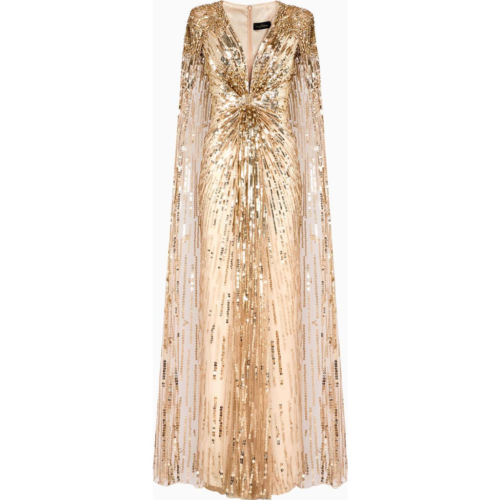 Jenny Packham Gold Rush Sequin-embellished Gown In Gold