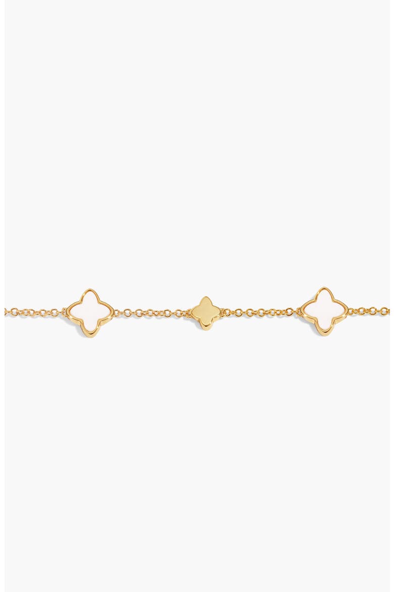 Style Stories Mother Of Pearl Clover Bracelet In Gold-Tone Plating, Alternate, color, Metallic Gold