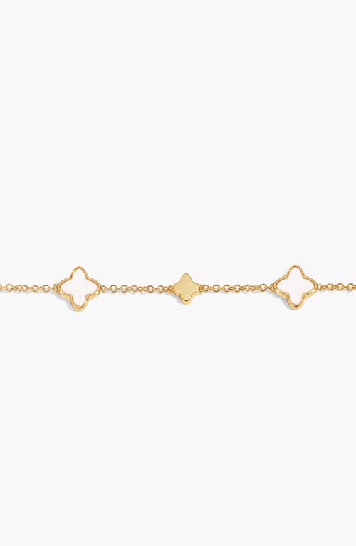 A Littles & Co. A Littles & Co Style Stories Mother Of Pearl Clover Bracelet In Gold-tone Plating In Gold
