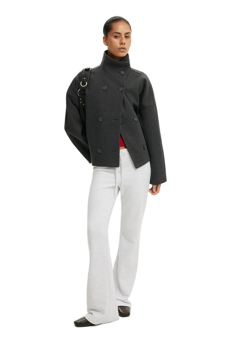 Women's Funnel Neck Coat, Alternate, color, Charcoal