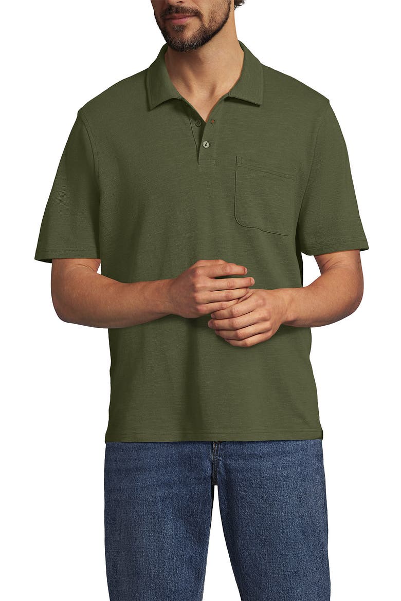 Short Sleeve Cotton Linen Polo, Main, color, River Stone Green