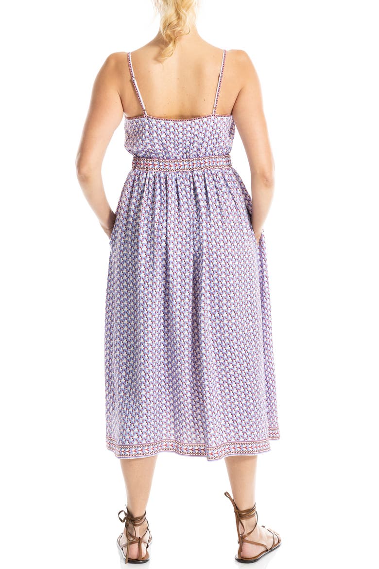 Printed Woven Midi Dress, Alternate, color, CREAM/ BLUE FLUTTERS