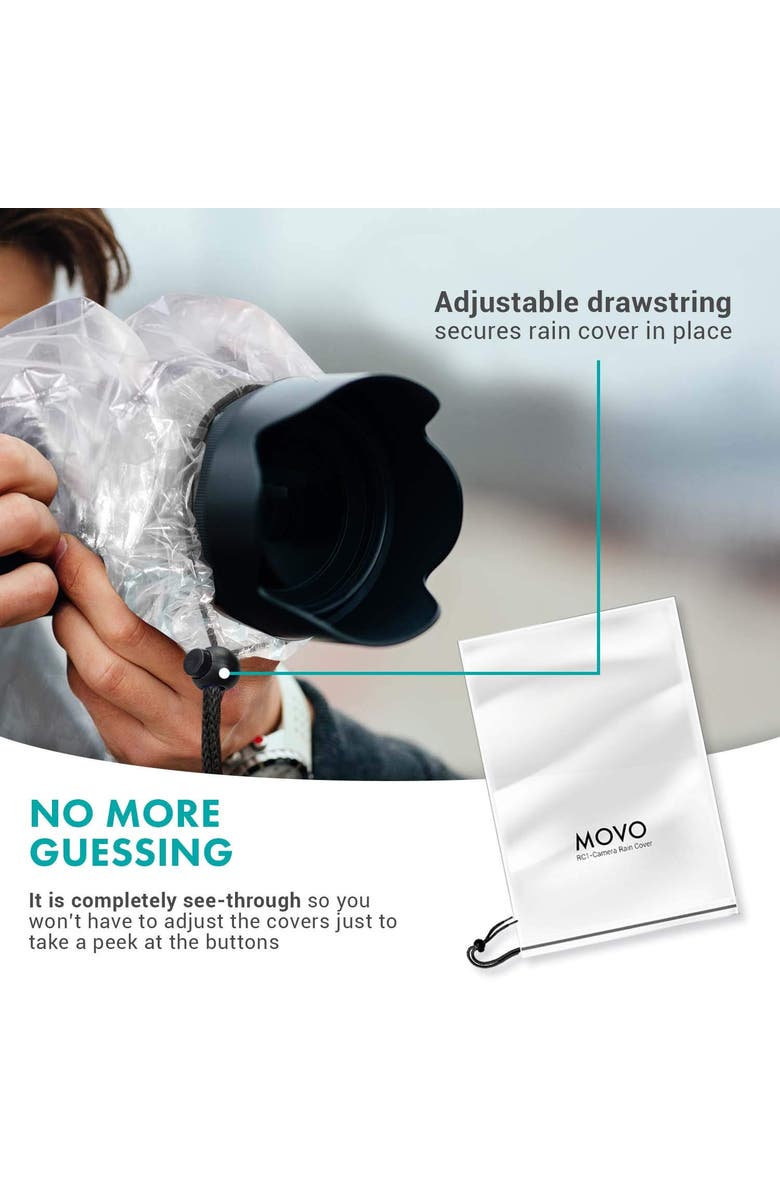 MOVO (5 Pack) RC1 Clear Rain Cover for DSLR Camera & Lens up to 18 Long, Alternate, color, Black