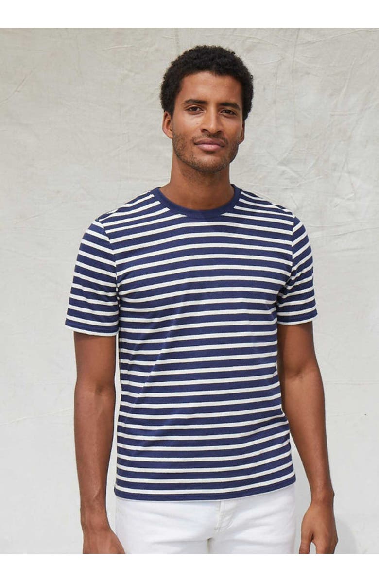 Saint James PLOUIDER - Breton Crew Neck T-Shirt, Main, color, Navy/Ecru