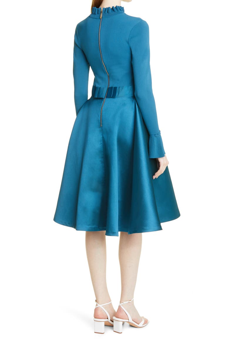 Zadi Mix Media Long Sleeve Dress, Alternate, color, MID-BLUE