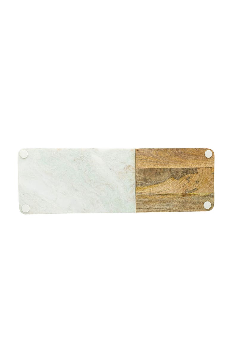 Foreside Home and Garden Elise Light Green Onyx Long Marble Serving Board, Alternate, color, White