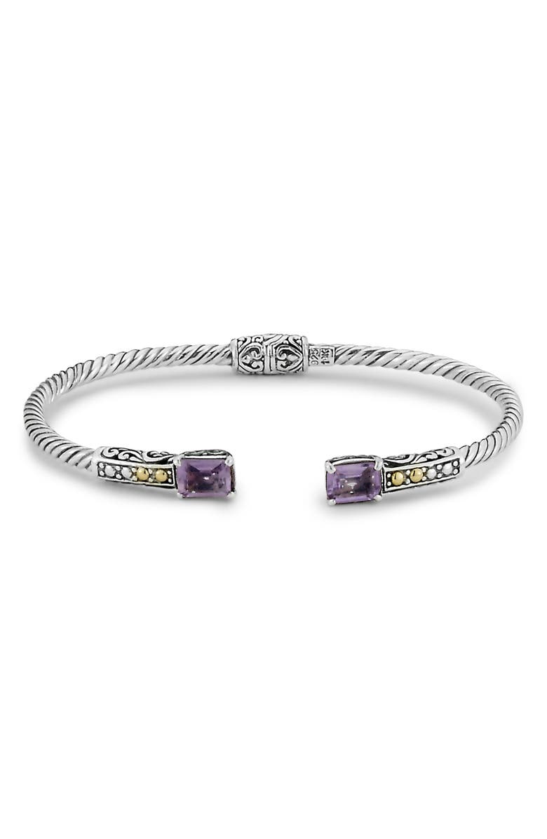SAMUEL B. 18K Yellow Gold & Sterling Silver Amethyst Bangle, Main, color, Purple
