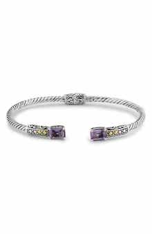 SAMUEL B. 18K Yellow Gold & Sterling Silver Amethyst Bangle