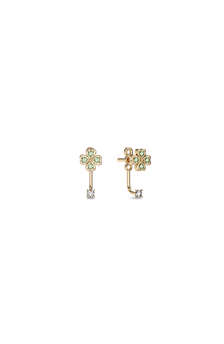PASCAL Lucky Clover Earring Jackets, Green Diamond Pavé, Main, color, Gold / Green & White Diamond