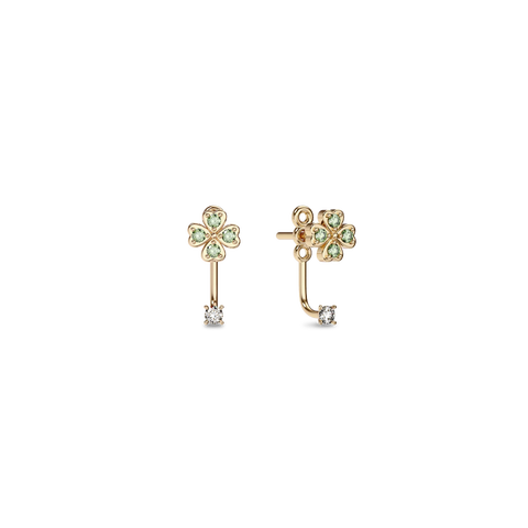 Lucky Clover Earring Jackets, Green Diamond Pavé