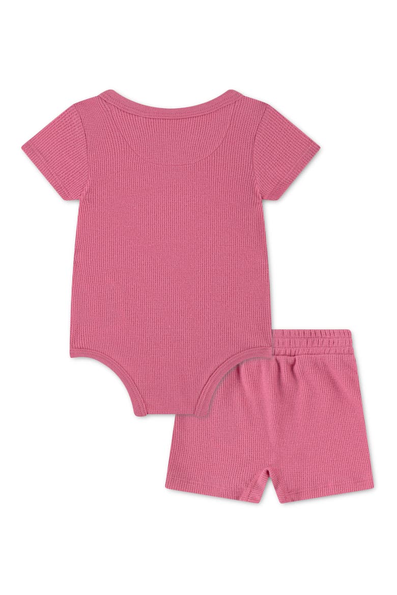 Waffle Knit Bodysuit & Shorts Set, Alternate, color, NIKE PEONY