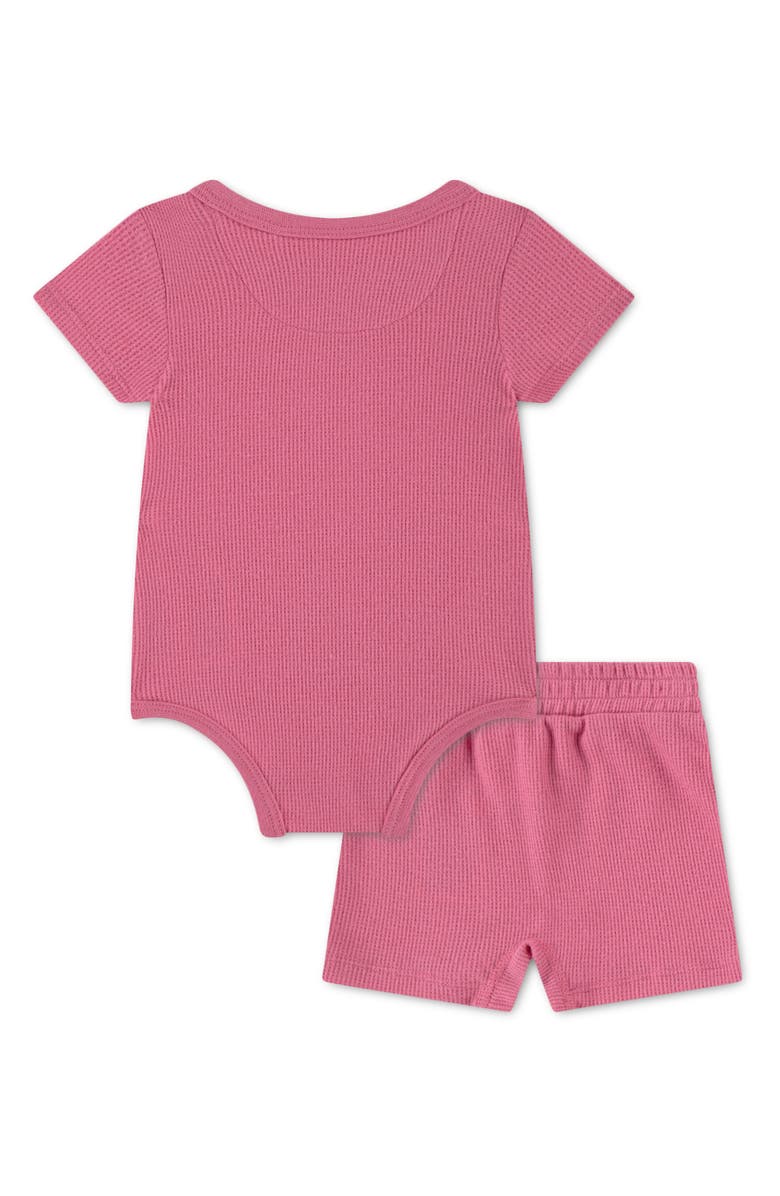 Nike Waffle Knit Bodysuit & Shorts Set, Alternate, color, Nike Peony
