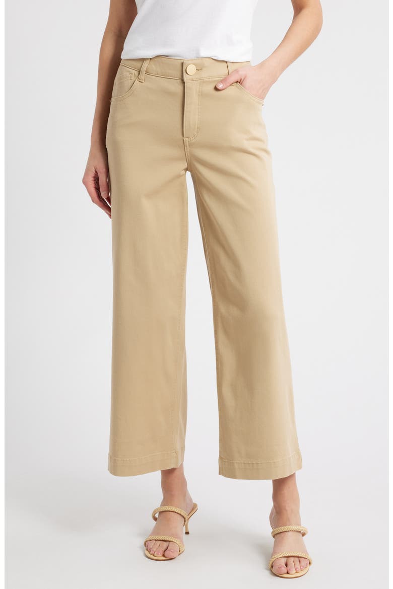 Sam High Waist Ankle Wide Leg Twill Pants, Main, color, VINTAGE WALNUT