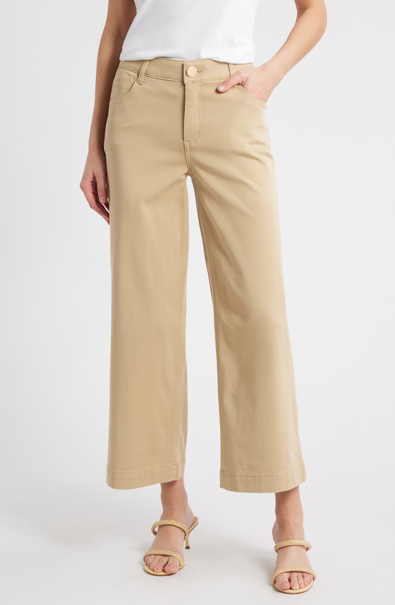 Wit & Wisdom Sam High Waist Ankle Wide Leg Twill Pants, Main, color, Vintage Walnut