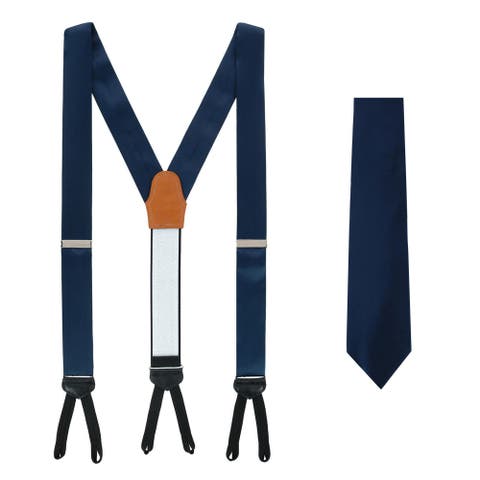 Sutton Solid Color Silk Brace and Necktie Combo