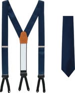 Trafalgar Sutton Solid Color Silk Brace and Necktie Combo