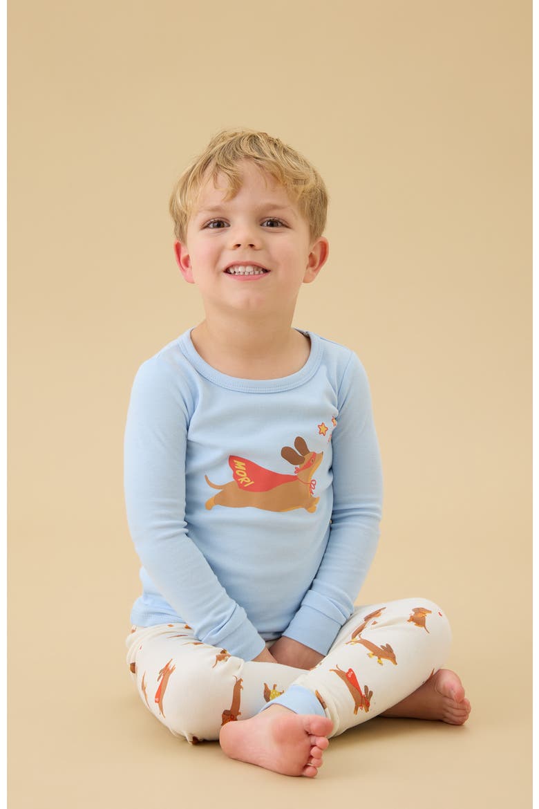 Print Pyjama Set, Alternate, color, Sausage Dog & Blue