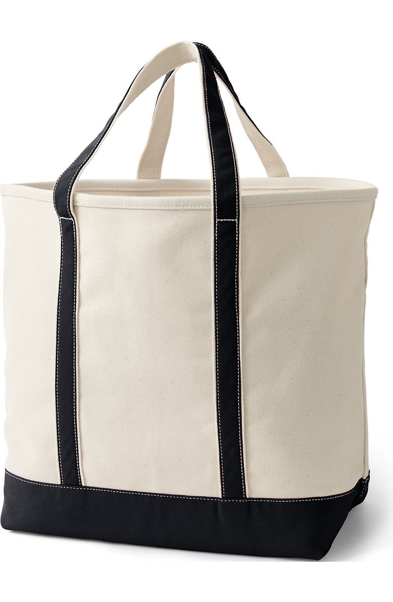 Lands' End Open Top Canvas Tote Bag, Alternate, color, Natural/Black