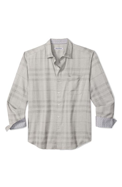 Silver Mist Plaid Button-Up Shirt (Big & Tall)