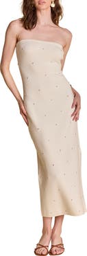 Endless Rose Embellished Strapless Knit Midi Dress