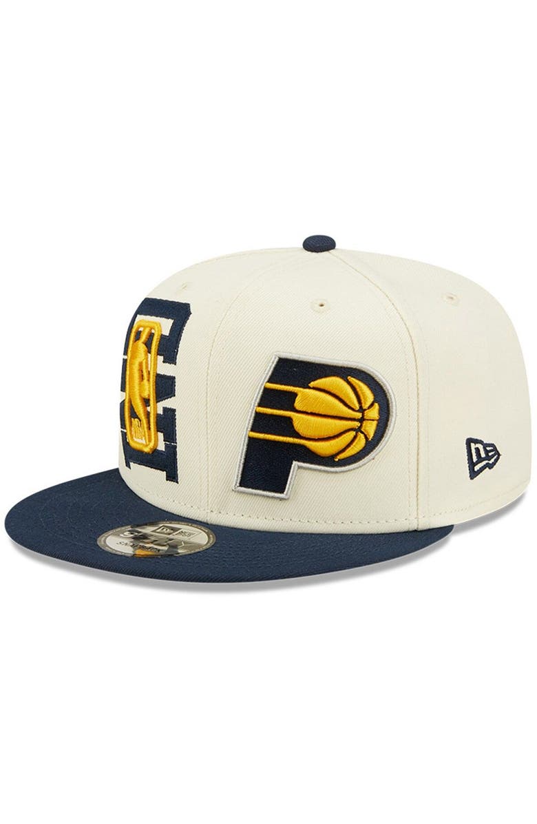 New Era Men's New Era Cream/Navy Indiana Pacers 2022 NBA Draft 9FIFTY Snapback Adjustable Hat, Main, color,