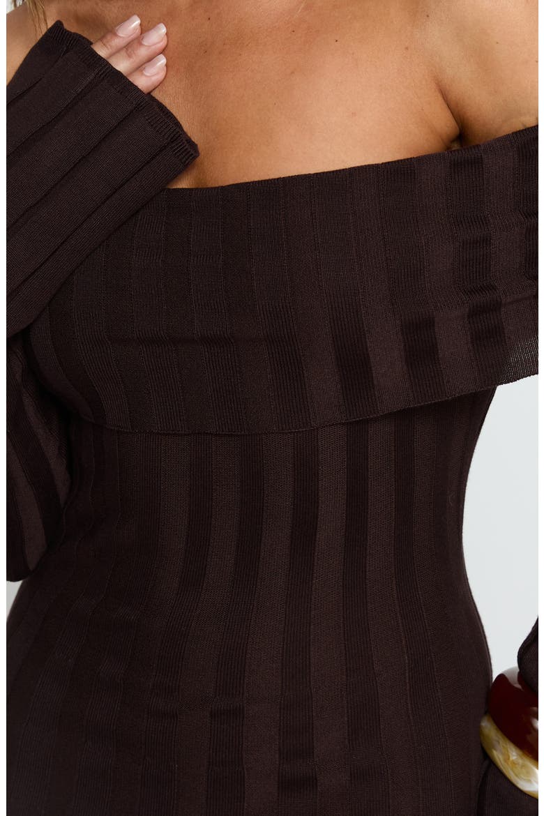 Ellouisa Long Sleeve Rib Knit Maxi Dress, Alternate, color, CHOCOLATE