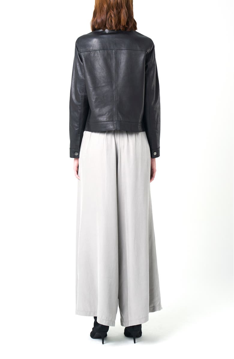 Velez Kalaha Leather Jacket Trucker Silhouette, Alternate, color, Black