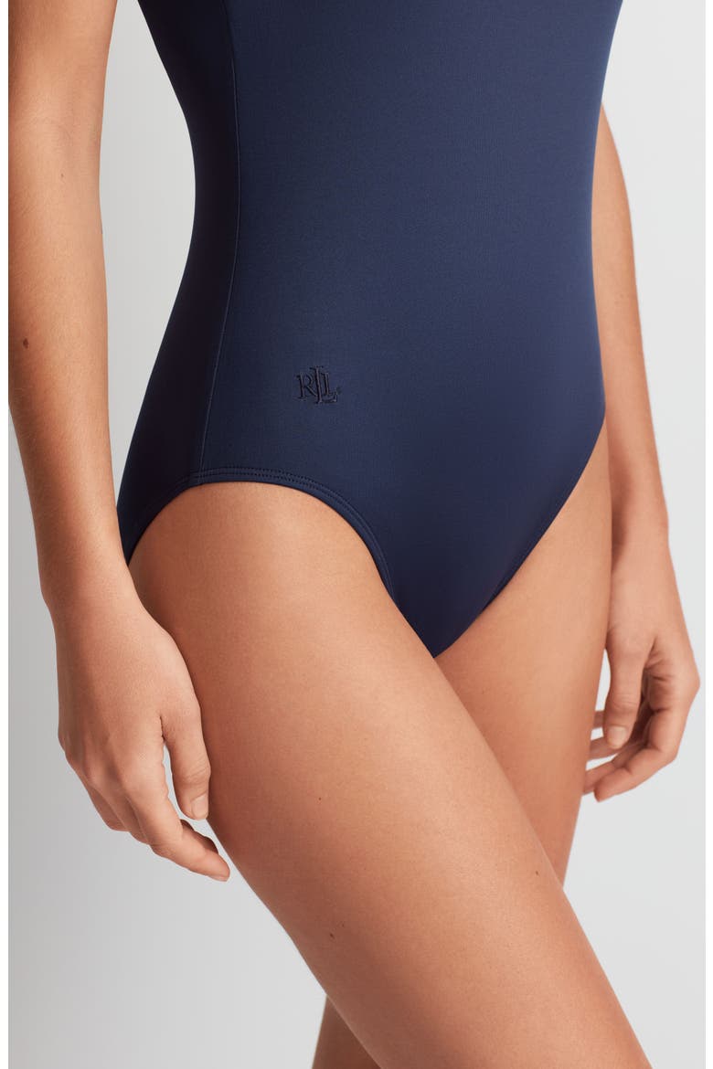 Modern Halter One-Piece Swimsuit, Alternate, color, DARK NAVY