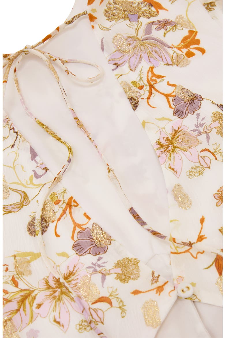 Naia Metallic Floral Print Back Cutout Maxi Dress, Alternate, color, IVORY