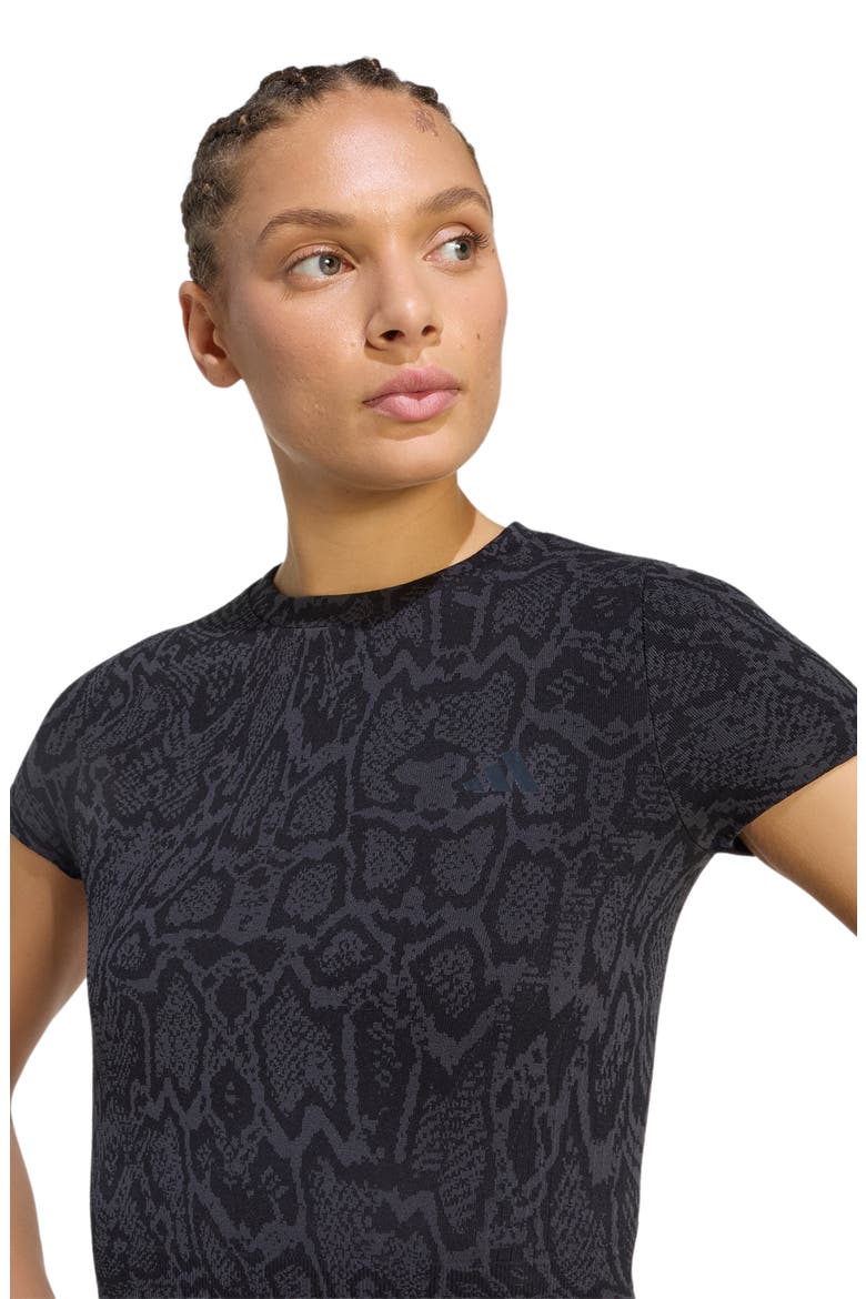 Seamless Crop Performance T-Shirt, Alternate, color, BLACK/ CARBON