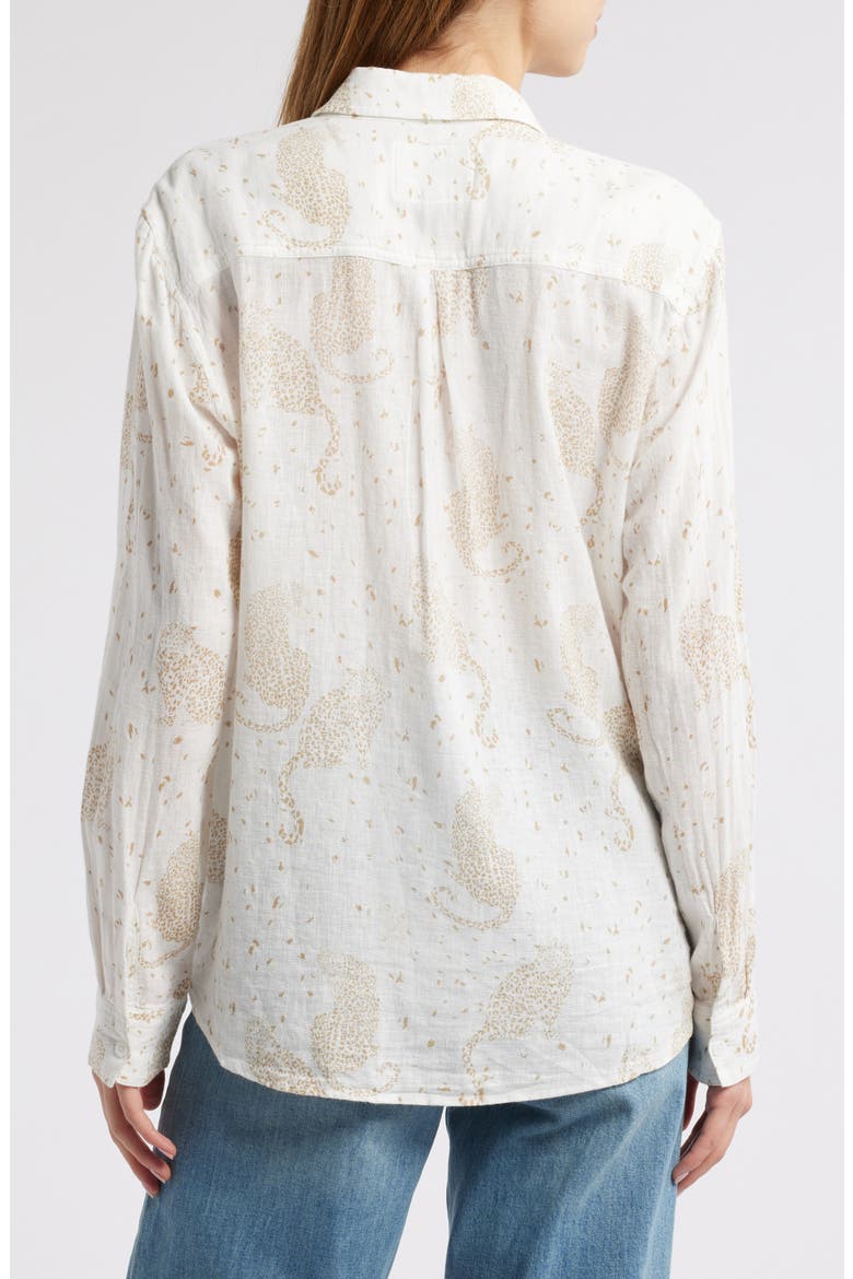 Charli Leopard Print Linen Blend Button-Up Shirt, Alternate, color, CHEETAH SPOTS
