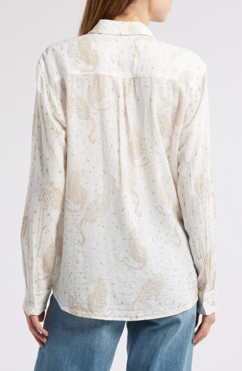 Rails Charli Leopard Print Linen Blend Button-Up Shirt, Alternate, color,