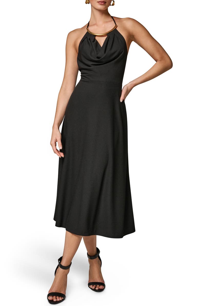Donna Karan New York Halter Midi Dress, Main, color, Black