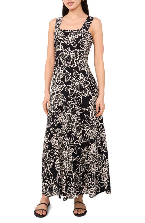 Printed Square Neck Maxi Sundress