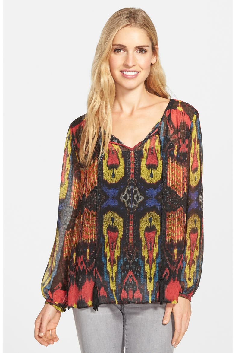 'Prairie Tapestry' Peasant Blouse, Main, color, CAMPFIRE RED