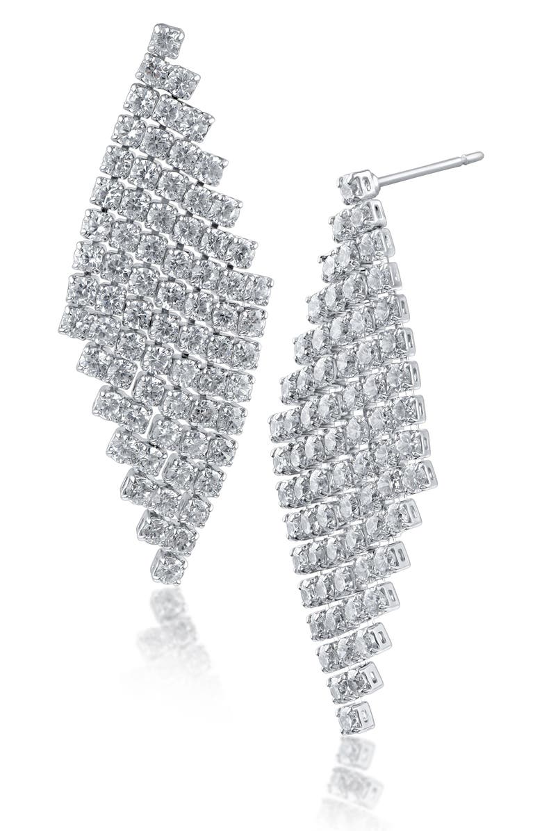 CZ by Kenneth Jay Lane Cubic Zirconia Mesh Design Drop Earrings, Main, color, 