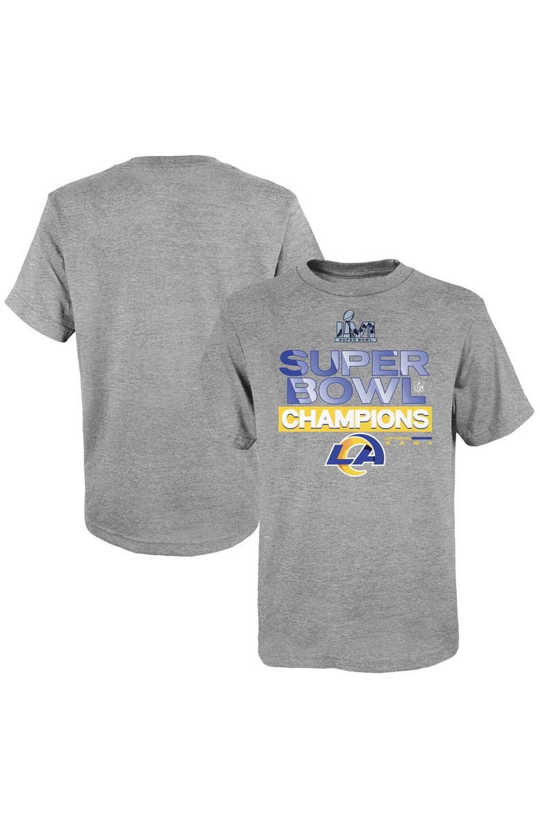 FANATICS Youth Fanatics Branded Heathered Gray Los Angeles Rams Super Bowl LVI Champions Locker Room Trophy Collection T-Shirt, Main, color, 