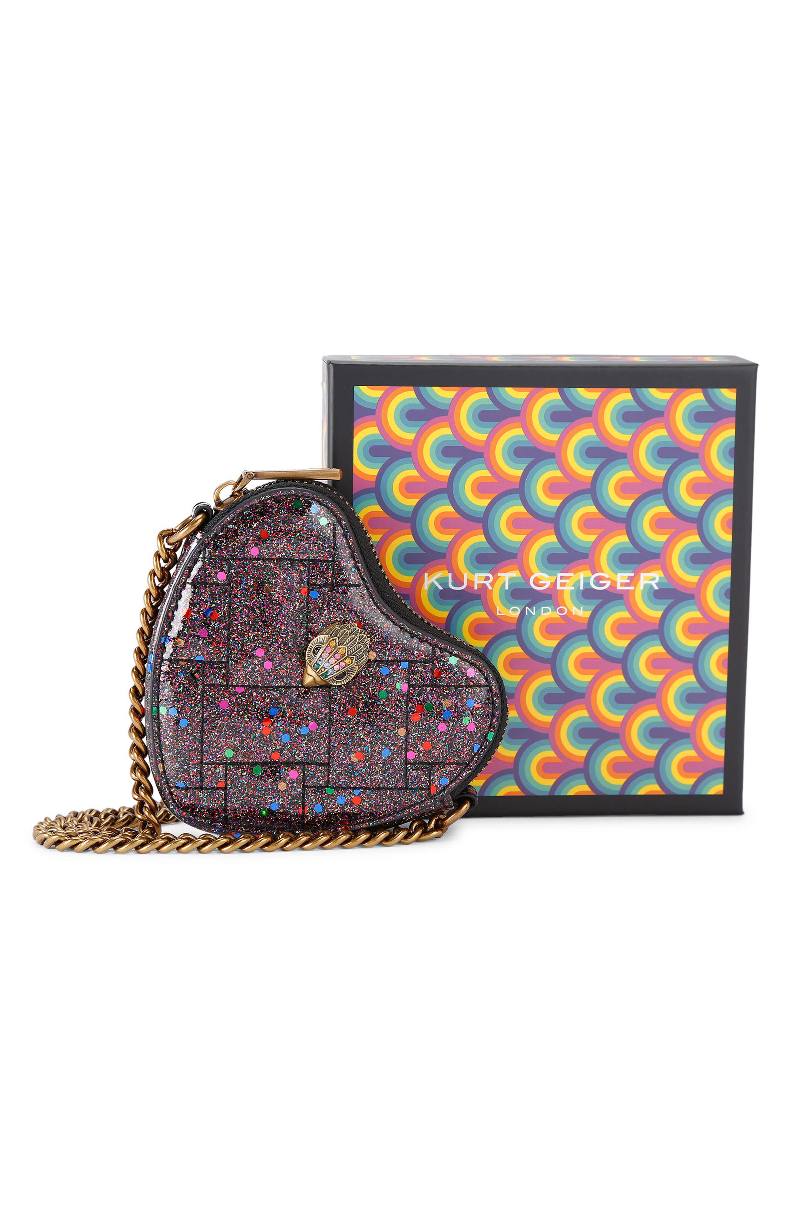 Kurt Geiger London Micro Heart Quilted Crossbody Bag, Alternate, color, 