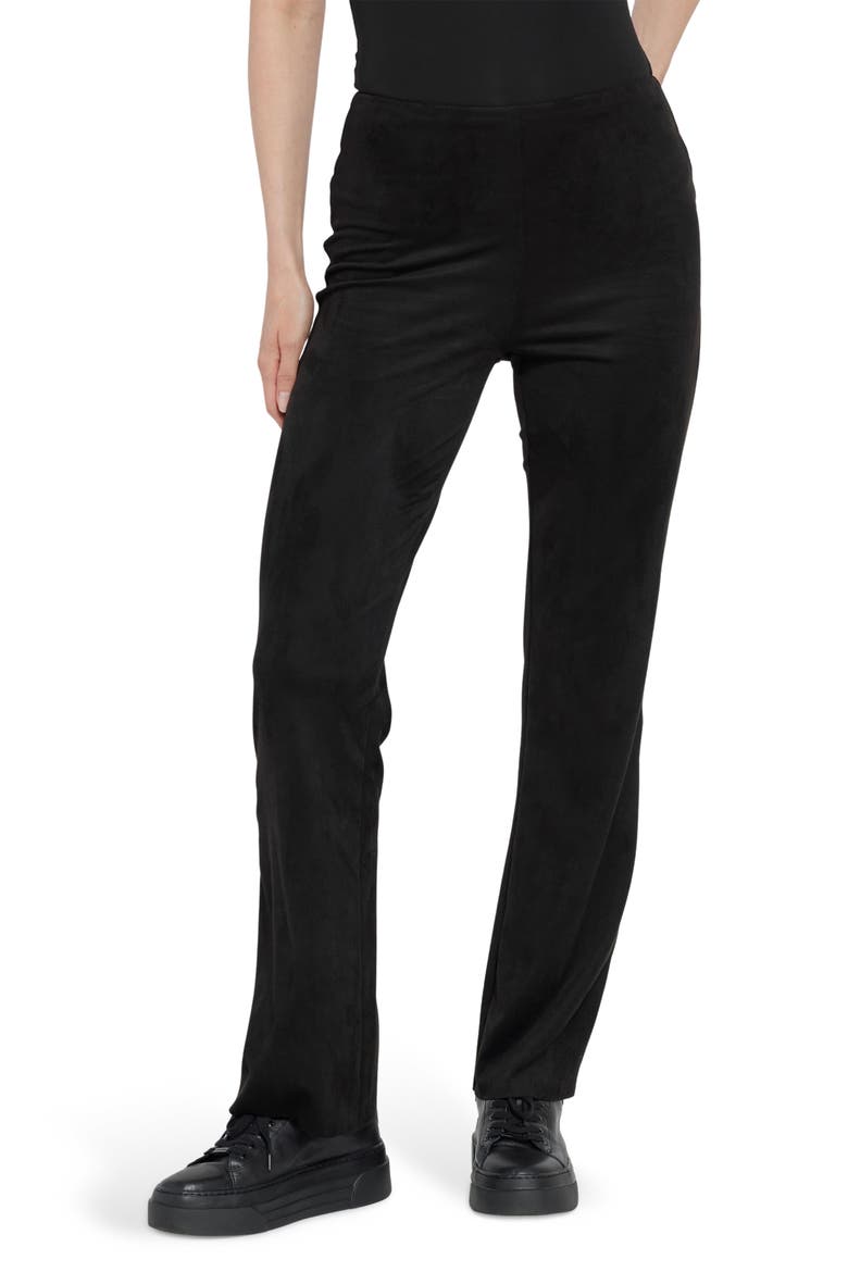 'Lyssentials Jesse Baby Bootcut Faux Suede Leggings, Main, color, BLACK