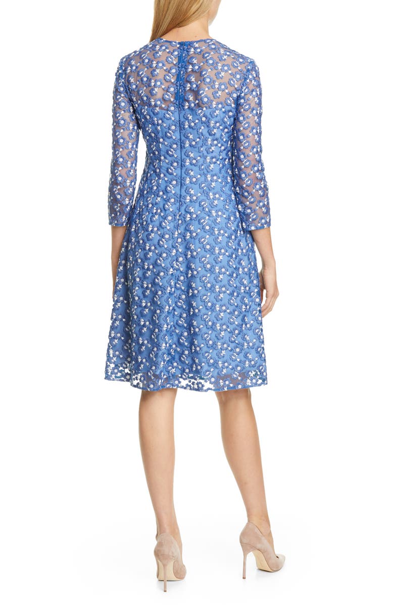 Lela Rose Holly Embroidered A-Line Mesh Dress, Alternate, color, 
