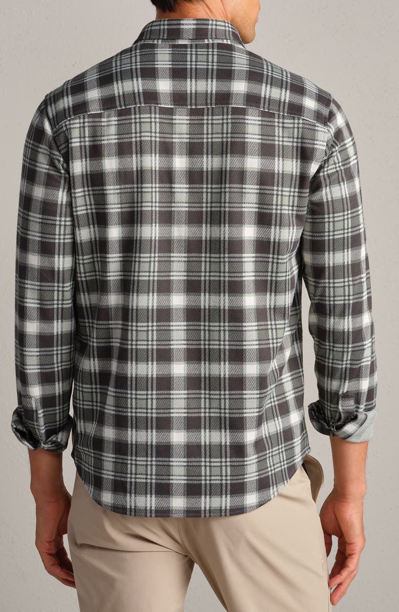 Rhone Hardy Plaid Flannel Button-Up Shirt, Alternate, color, Pine Gray Plaid