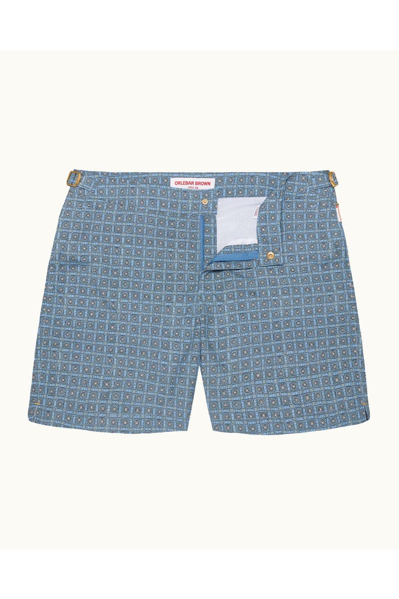 Bulldog Exclusive-Print Mid-Length Swim Shorts, Main, color, LIGHT SALTWATER BLUE