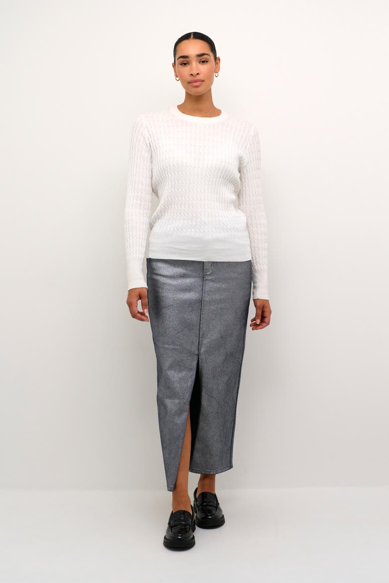 KAsilla Cable Knit Regular Fit Pullover, Alternate, color, Chalk
